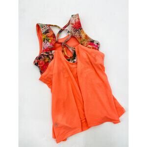 Athleta Girl Neon Floral Built In Bra Top